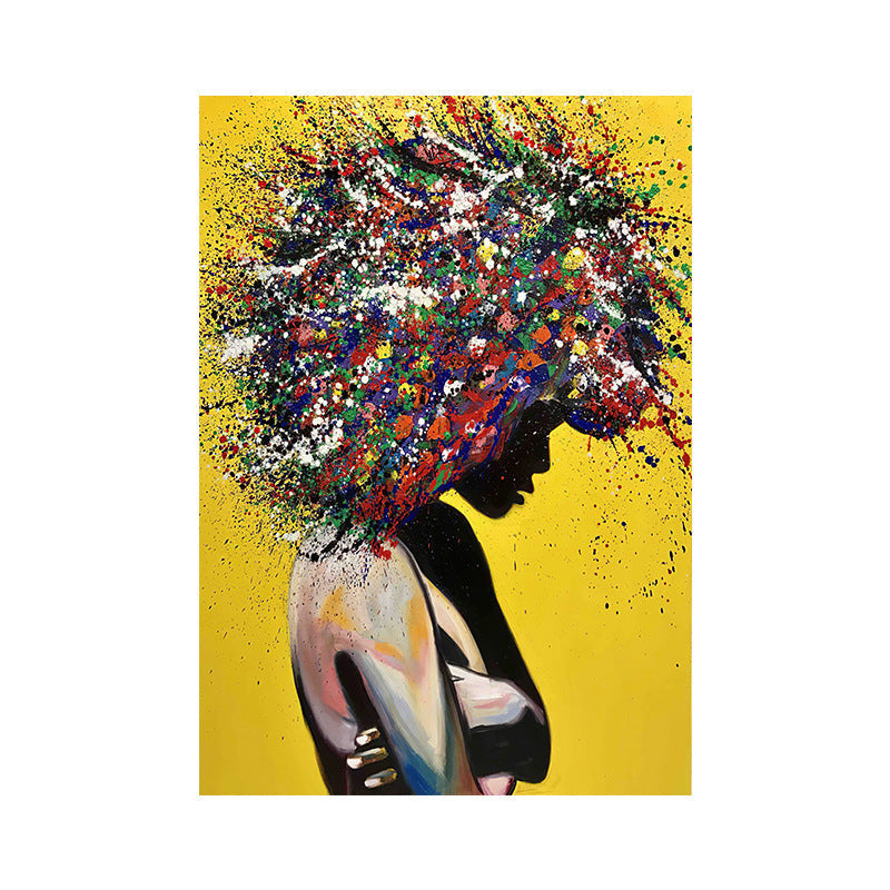 -Vibrant Afro Silhouette Canvas Print-