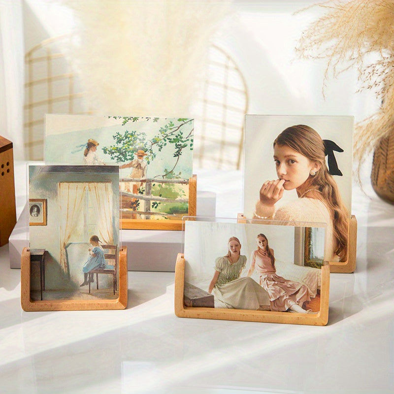 Chic U-Shaped Acrylic & Solid Wood Photo Frame