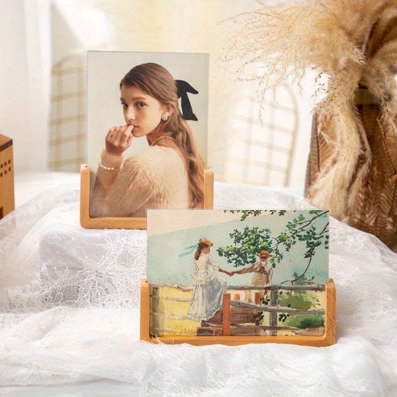 Chic U-Shaped Acrylic & Solid Wood Photo Frame