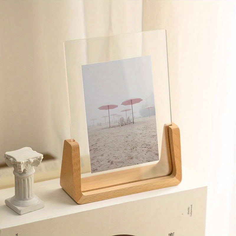 Chic U-Shaped Acrylic & Solid Wood Photo Frame