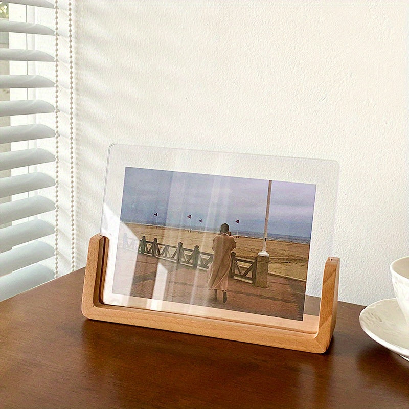 Chic U-Shaped Acrylic & Solid Wood Photo Frame