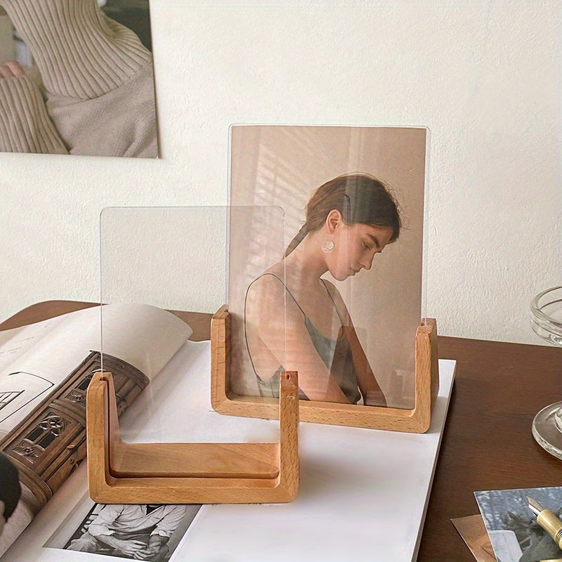 Chic U-Shaped Acrylic & Solid Wood Photo Frame