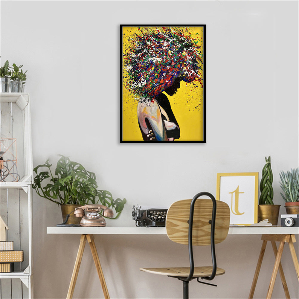 -Vibrant Afro Silhouette Canvas Print-