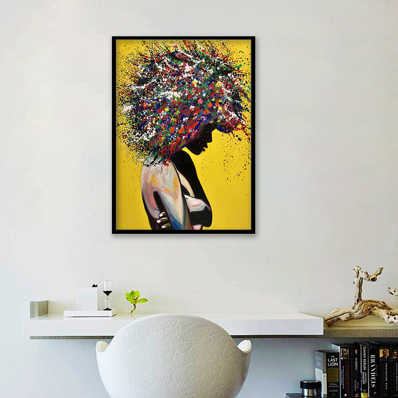 -Vibrant Afro Silhouette Canvas Print-