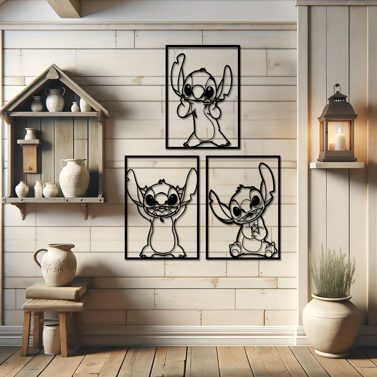 Set Cute Stitch Metal Wall Art