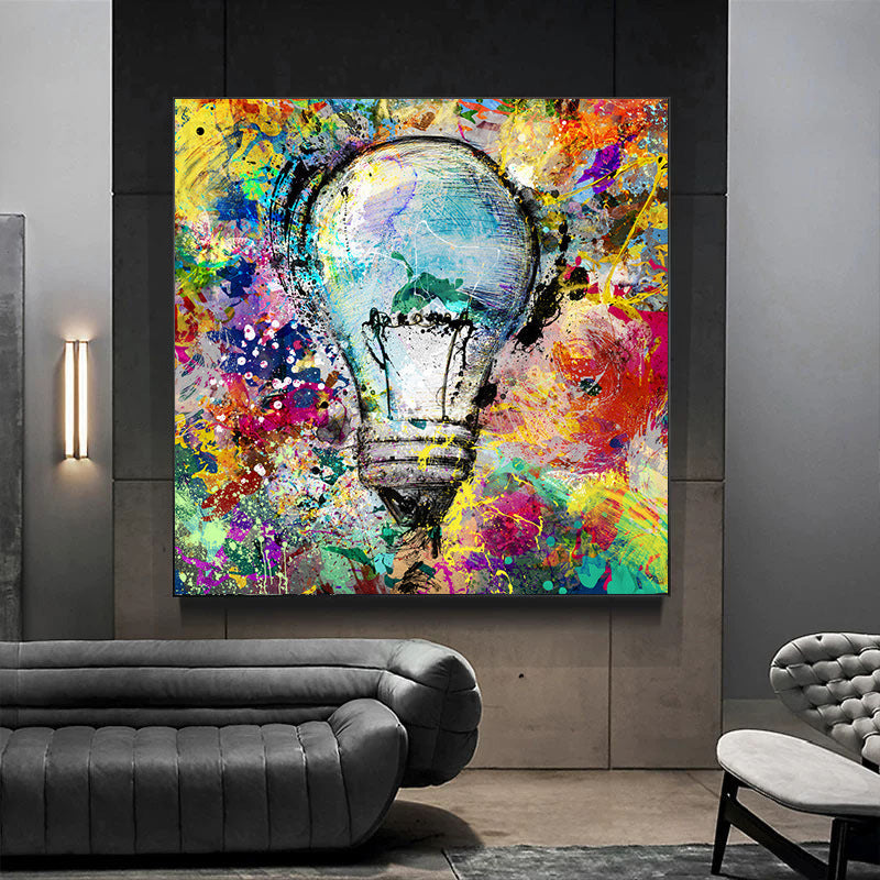 Electric Bulb Graffiti Canvas Print - HD Spray Painting