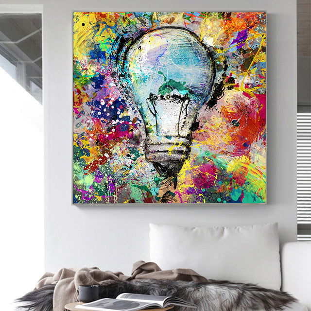 Electric Bulb Graffiti Canvas Print - HD Spray Painting