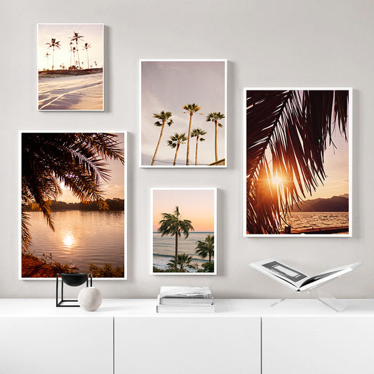 Coastal Sunrise Nature Landscape Wall Poster Canvas Art Painting