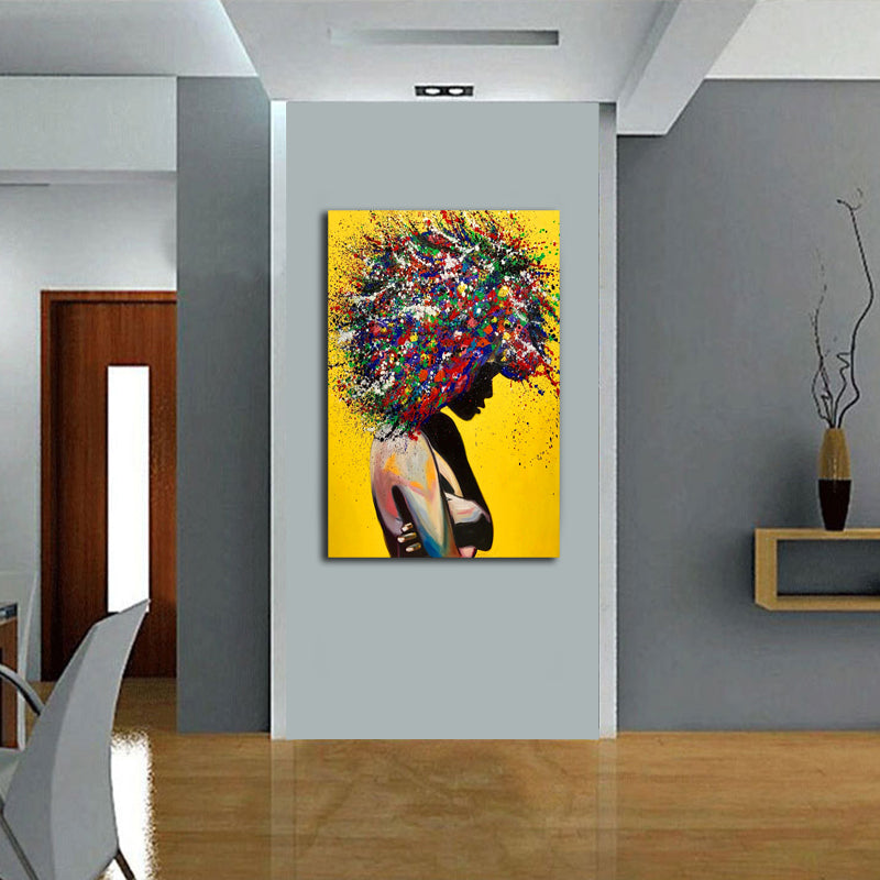 -Vibrant Afro Silhouette Canvas Print-