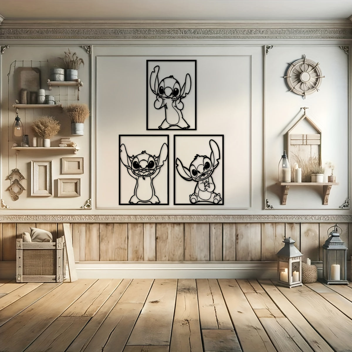 Set Cute Stitch Metal Wall Art