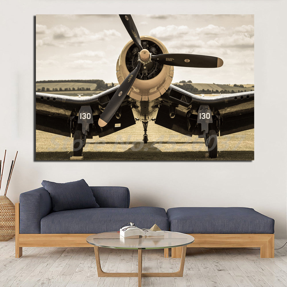 Propeller Plane Picture Artwork Poster Canvas