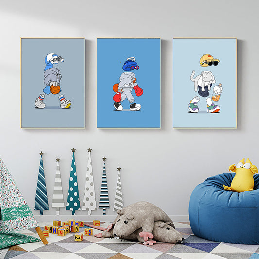 Sports Cartoon Characters Art Poster Home Living Room Canvas Painting