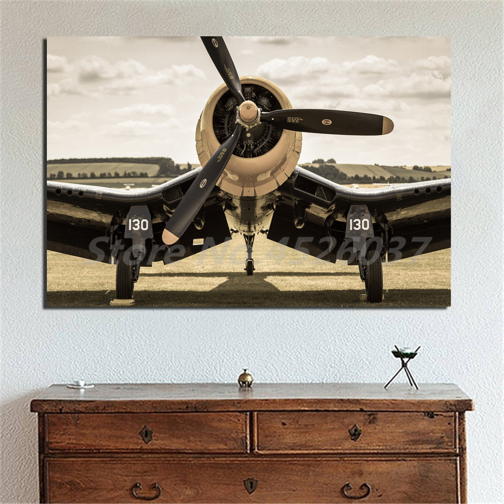 Propeller Plane Picture Artwork Poster Canvas