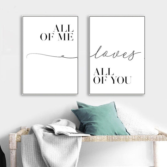 Black And White Inspirational Love Quotes Poster Living Room Decoration Painting